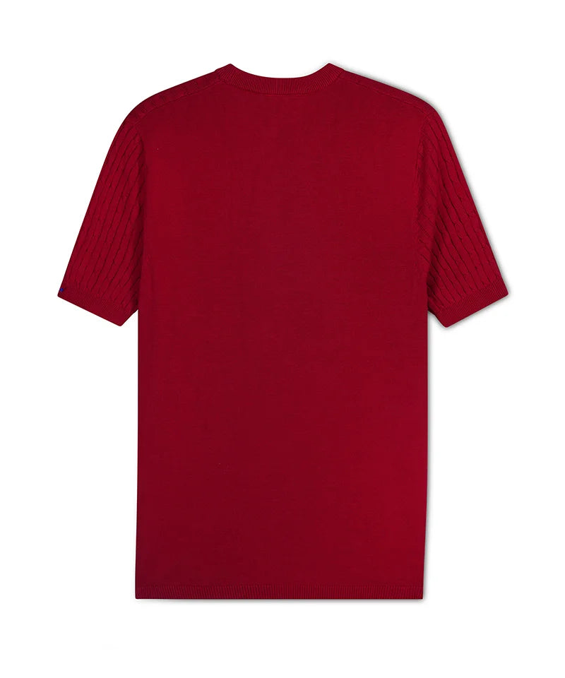 Cable Knit Heritage Crew Neck Red