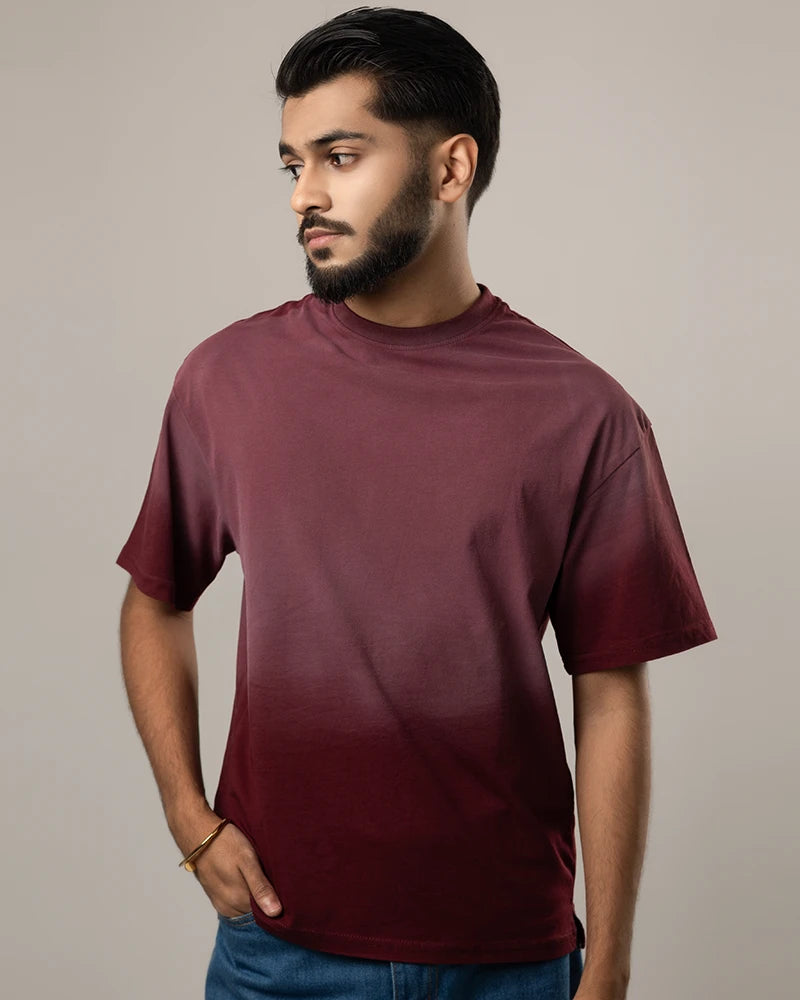 Acid Washed Retro Tee Maroon
