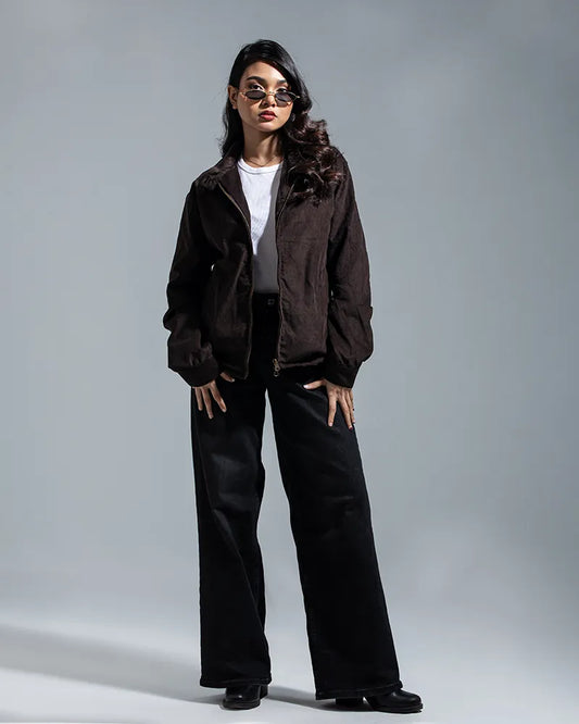 Cord Racer Jacket (Chocolate Brown)