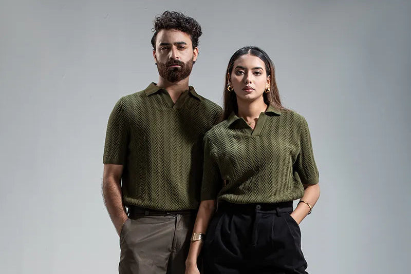 Swae Pulse Knit Polo (Olive Green)