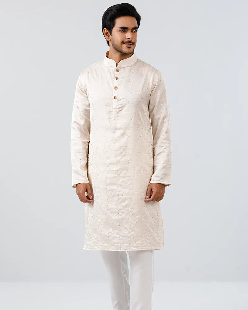 Ivory Mirage Embroidery with Sequins Panjabi