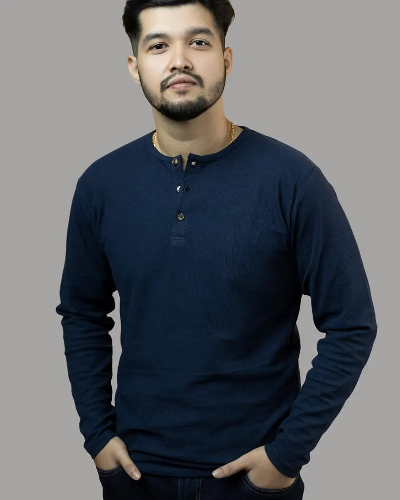 Navy Premium Henley T-shirt