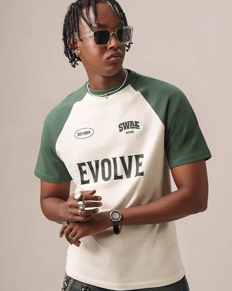 DuoTone Evolve T-shirt (Off White & Bottle Green)
