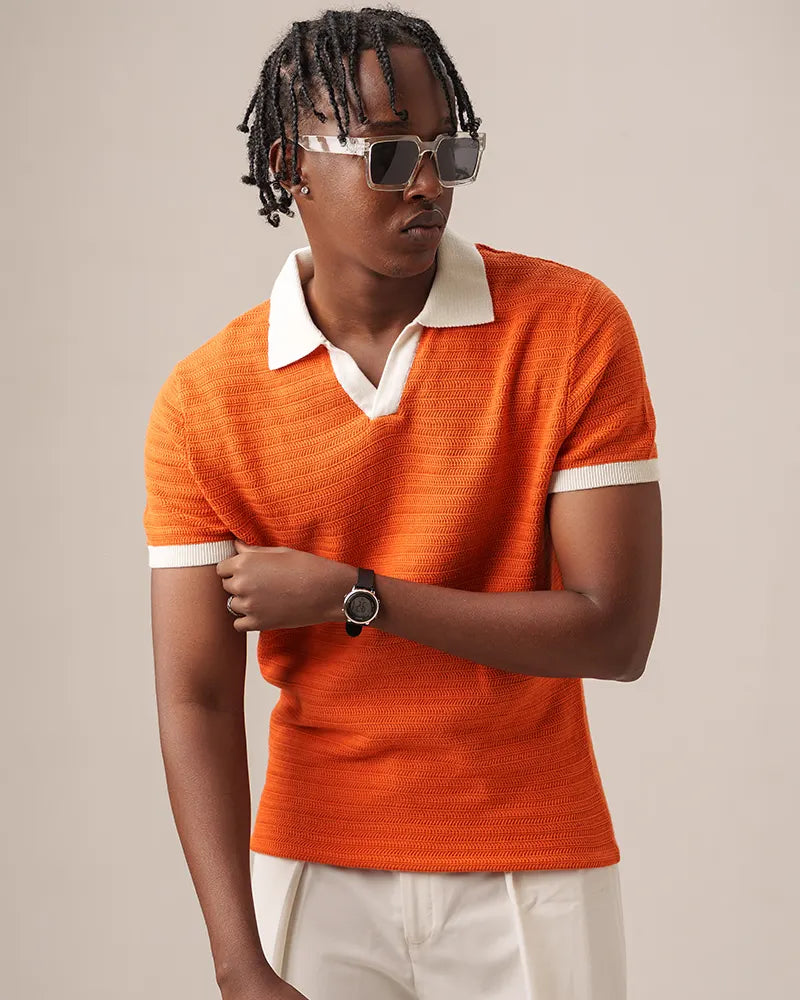 Swae Retro Knit Polo ( Tiger Orange)