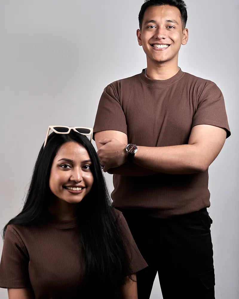 Classic Ribbed Brown T-Shirt
