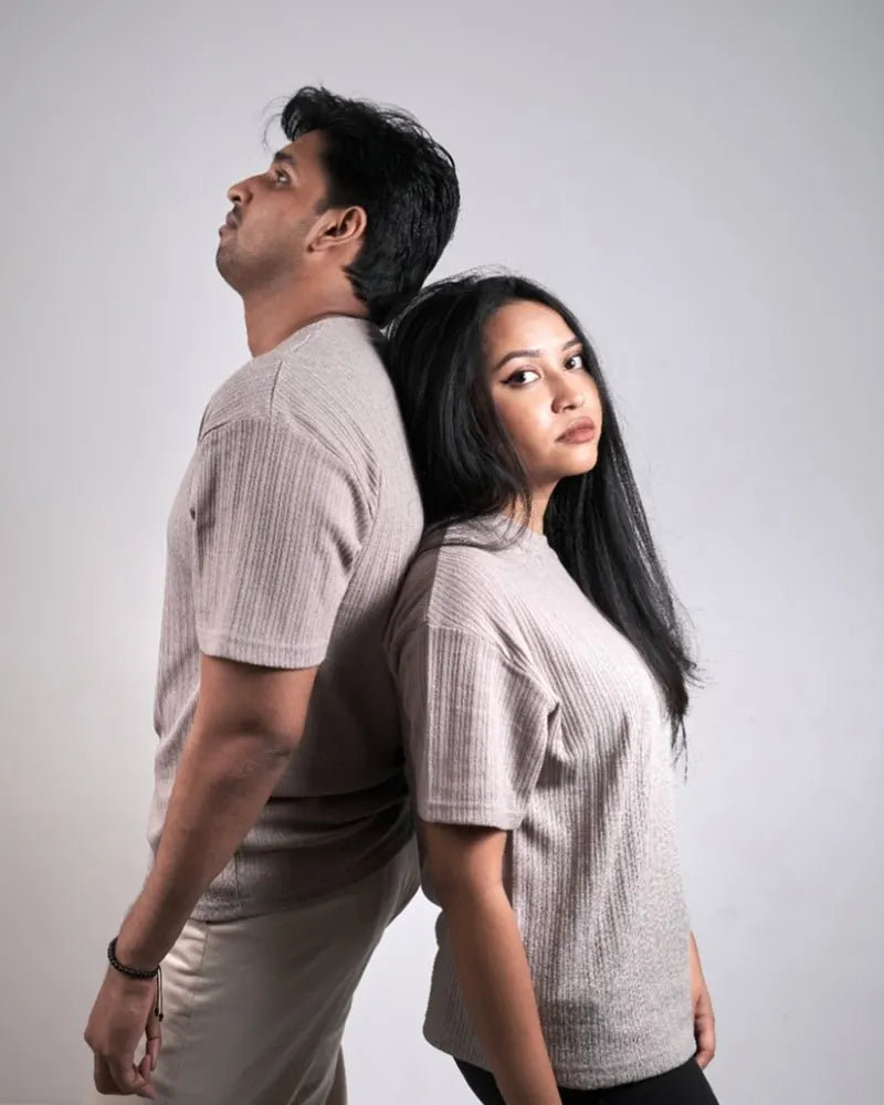 Luxe Grey Drop Shoulder Knit Tee