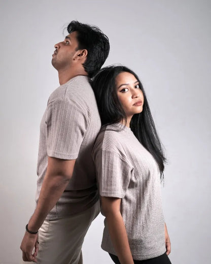 Luxe Grey Drop Shoulder Knit Tee