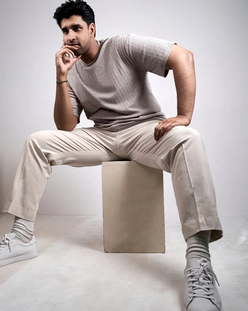 Luxe Grey Drop Shoulder Knit Tee