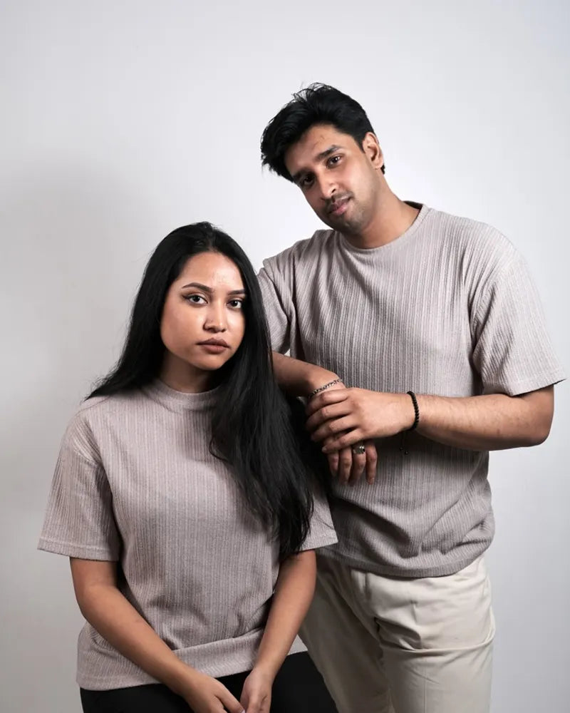 Luxe Grey Drop Shoulder Knit Tee