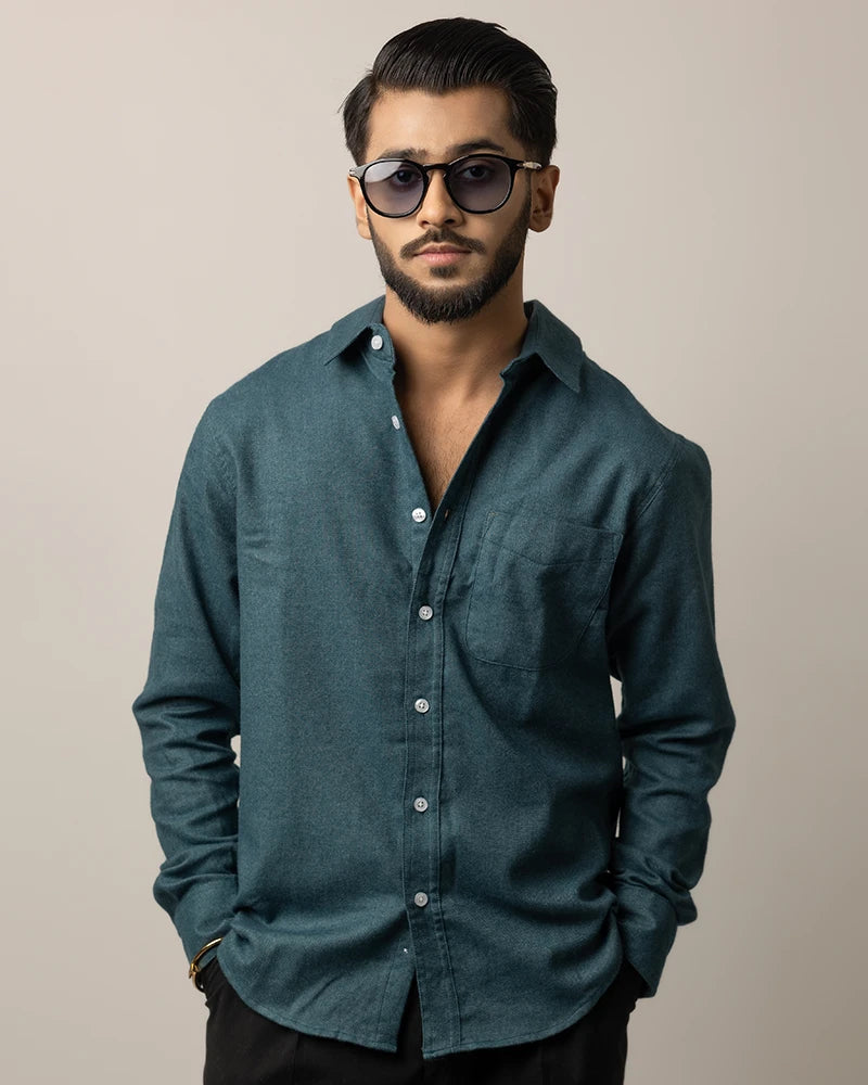 Teal Blue Flannel Shirt