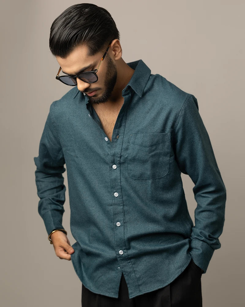 Teal Blue Flannel Shirt