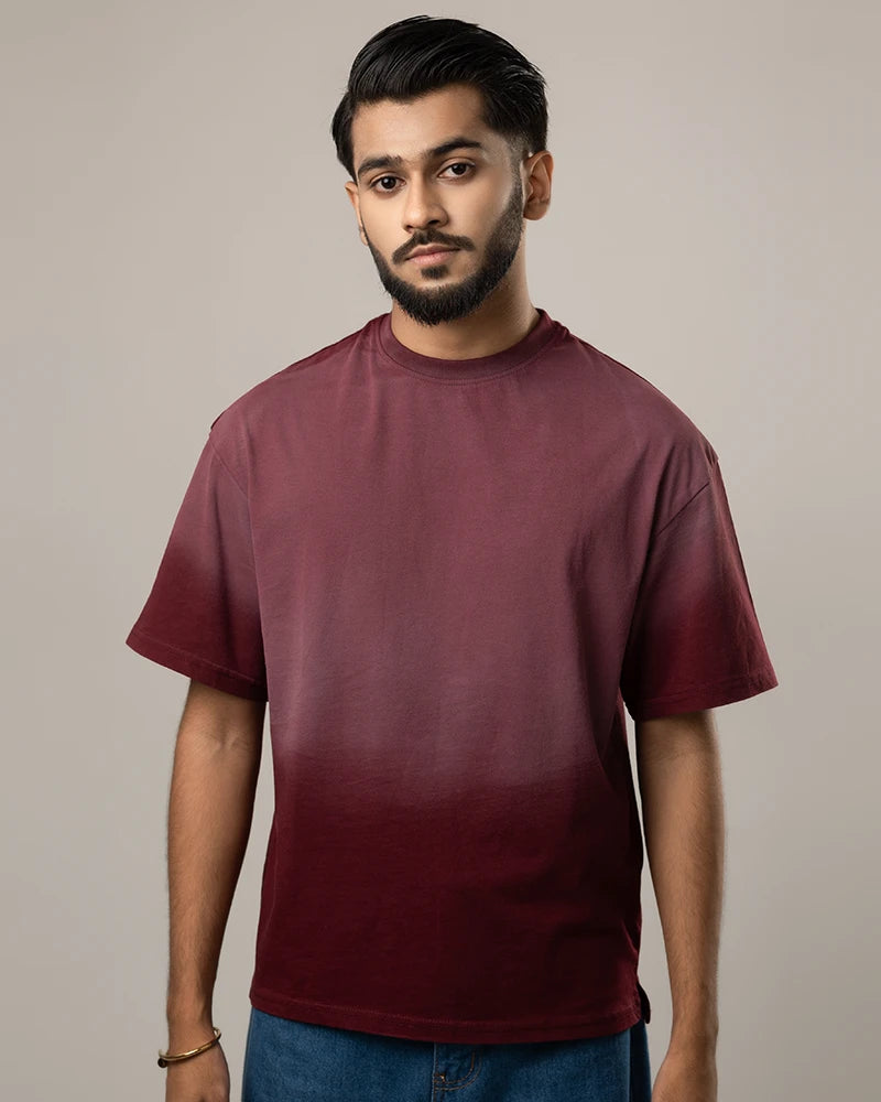 Acid Washed Retro Tee Maroon