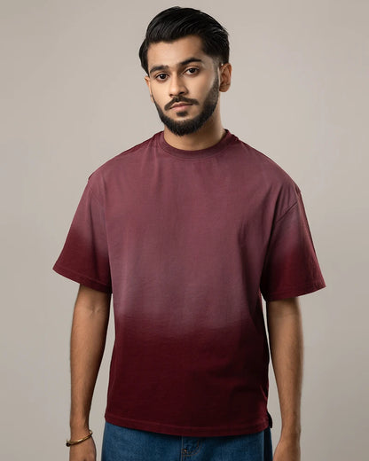 Acid Washed Retro Tee Maroon