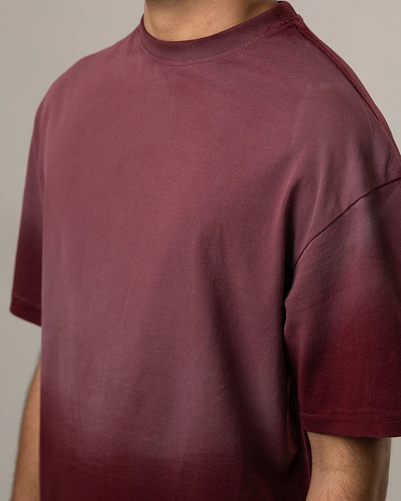 Acid Washed Retro Tee Maroon