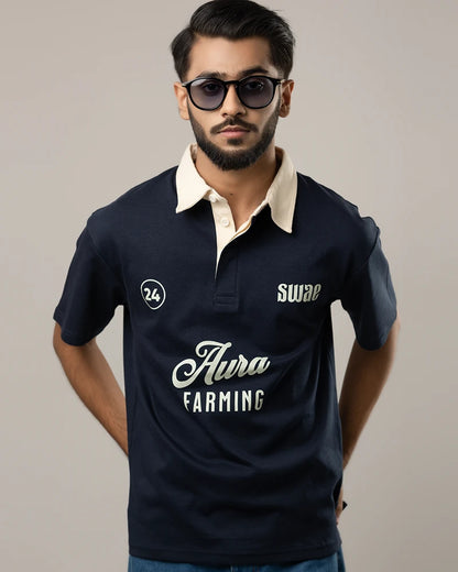 Aura Farming Polo (Navy)
