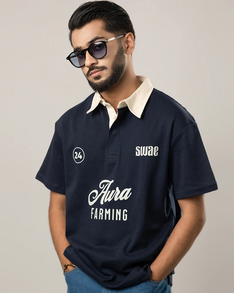 Aura Farming Polo (Navy)