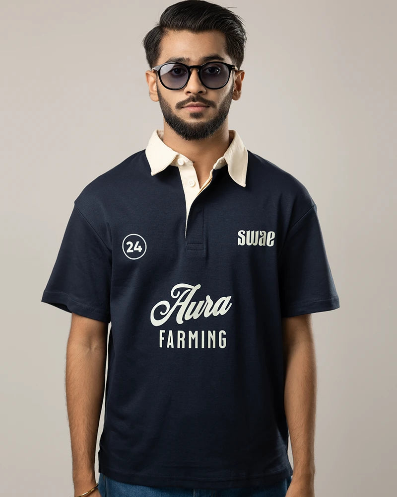 Aura Farming Polo (Navy)