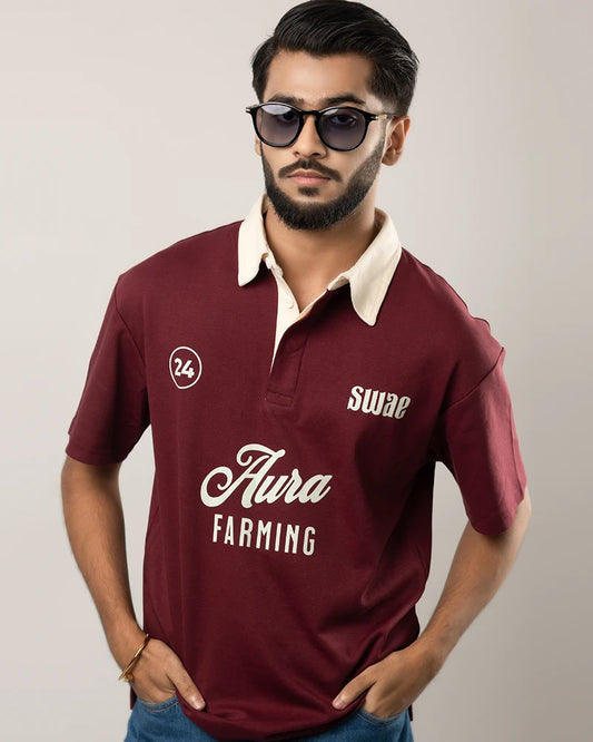 Aura Farming Polo (Maroon)