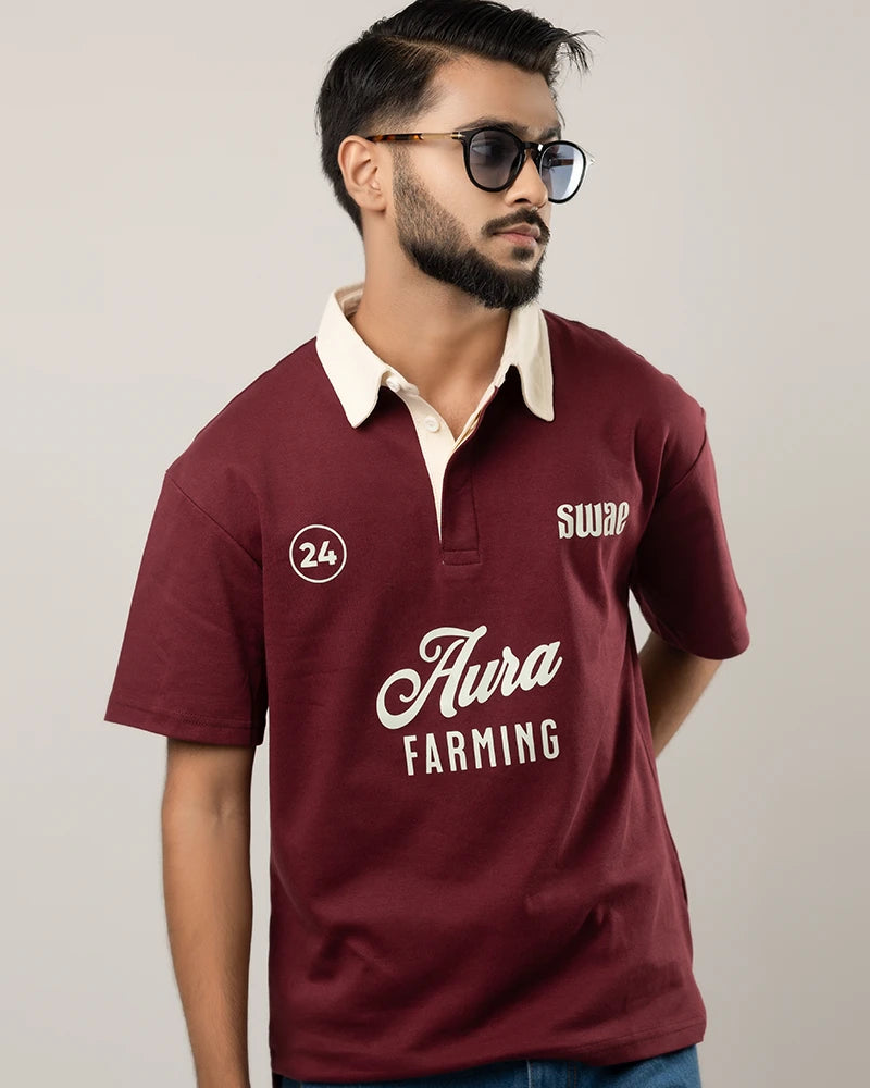 Aura Farming Polo (Maroon)