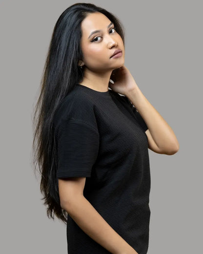 Ottoman Ribbed T-shirt (Jet Black)