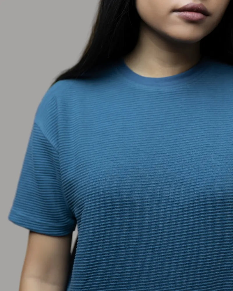 Ottoman Ribbed T-shirt (Sea Blue)