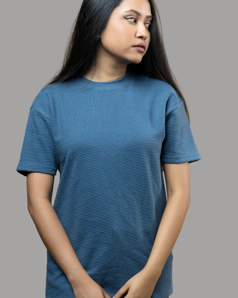 Ottoman Ribbed T-shirt (Sea Blue)
