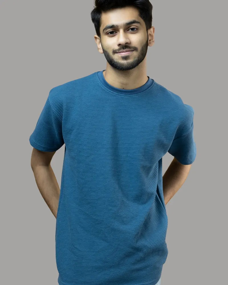 Ottoman Ribbed T-shirt (Sea Blue)
