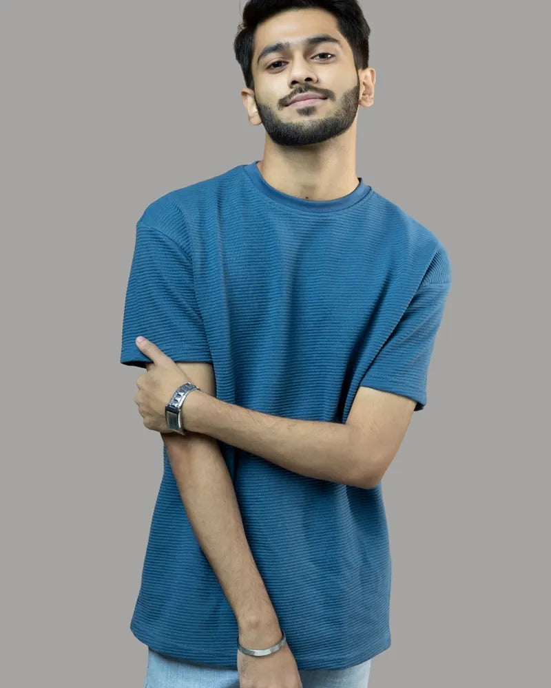 Ottoman Ribbed T-shirt (Sea Blue)