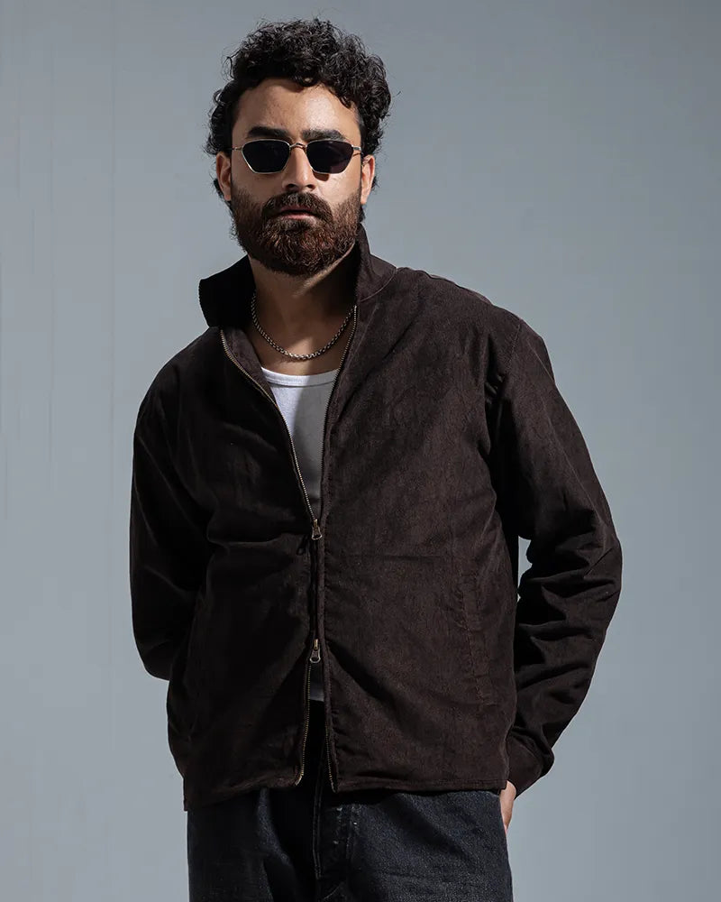 Cord Racer Jacket (Chocolate Brown)
