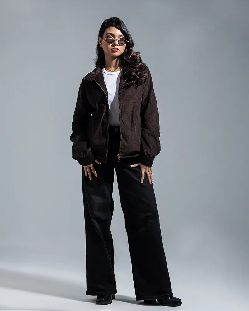 Cord Racer Jacket (Chocolate Brown)