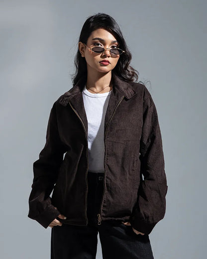 Cord Racer Jacket (Chocolate Brown)
