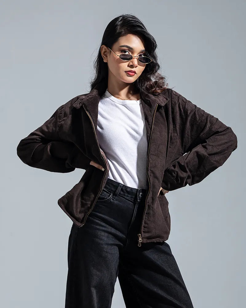 Cord Racer Jacket (Chocolate Brown)