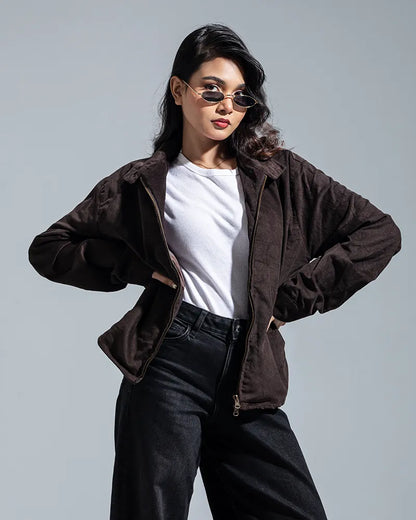 Cord Racer Jacket (Chocolate Brown)