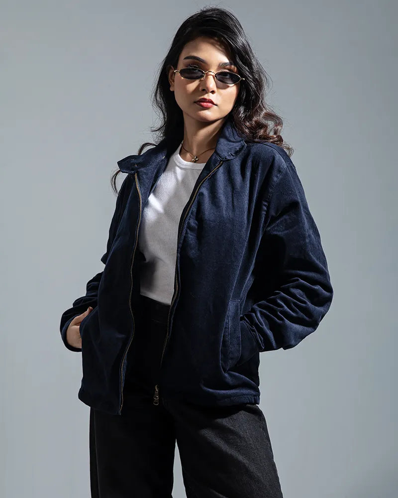 Cord Racer Jacket (Navy)