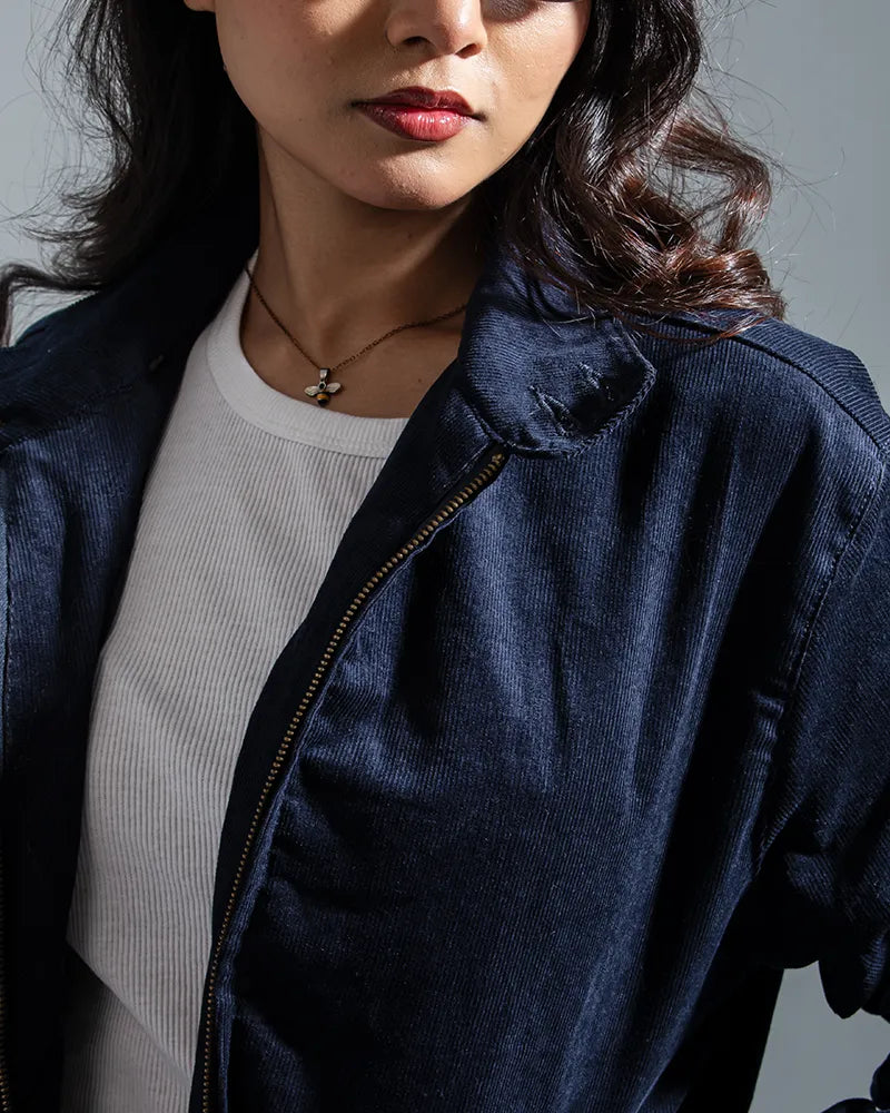 Cord Racer Jacket (Navy)