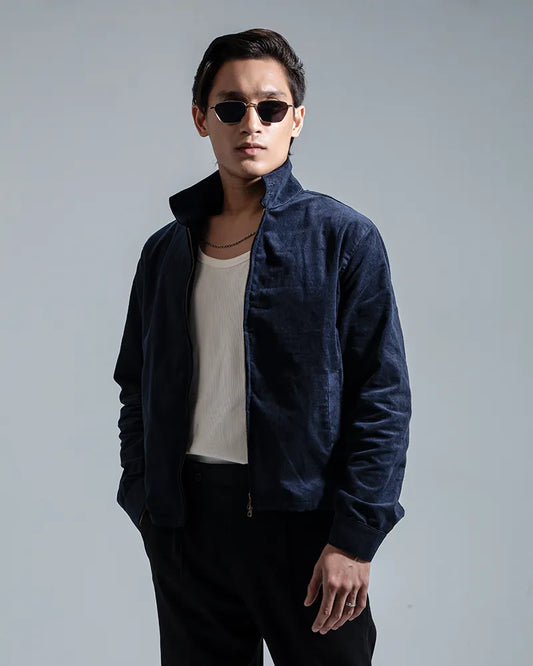 Cord Racer Jacket (Navy)