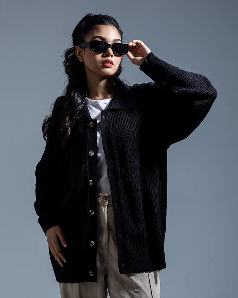 Belmont Cardigan Sweater (Jet Black)