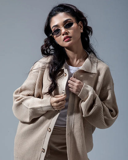 Belmont Cardigan Sweater (Beige)