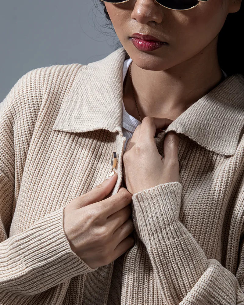 Belmont Cardigan Sweater (Beige)