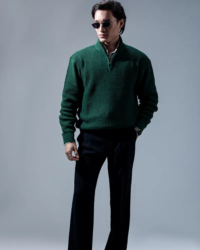 Afterhours Quarterzip Sweater (Racing green)