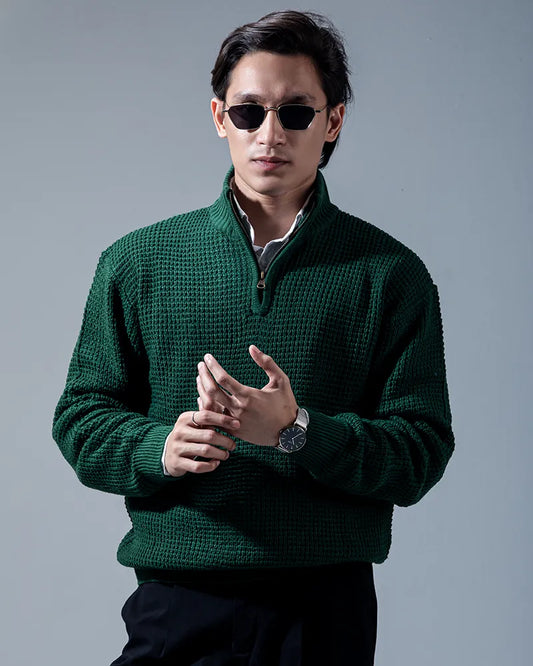 Afterhours Quarterzip Sweater (Racing green)