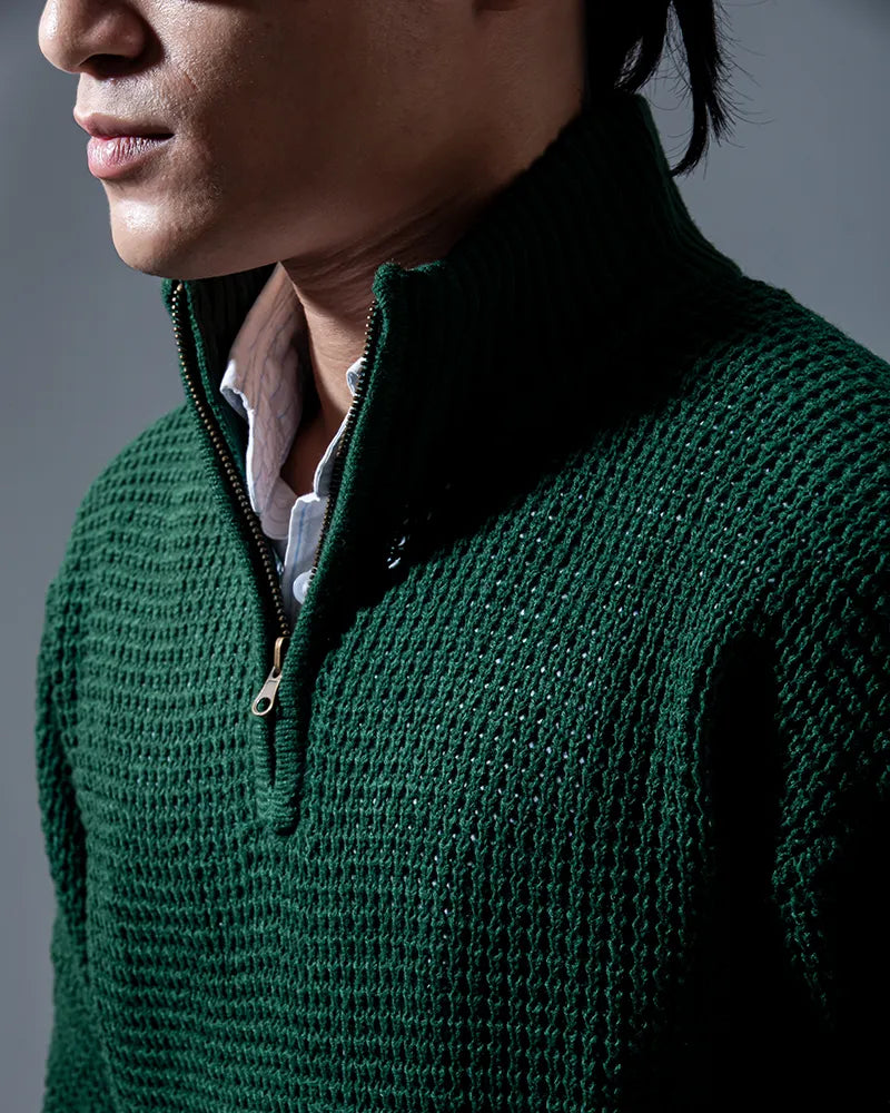 Afterhours Quarterzip Sweater (Racing green)