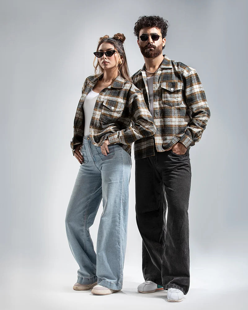 Plaid Flannel Jacket (Brown & Black)