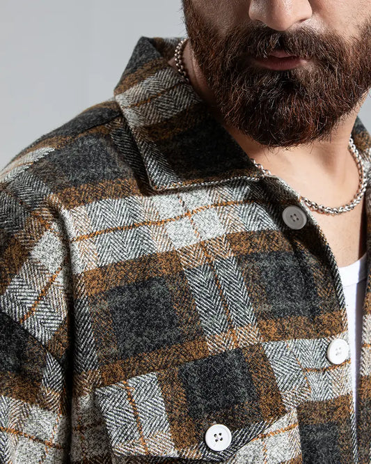 Plaid Flannel Jacket (Brown & Black)