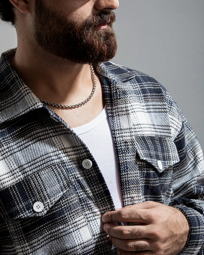 Plaid Flannel Jacket (Black & White)