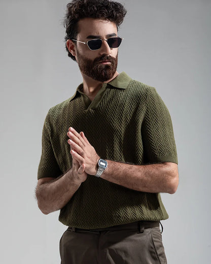 Swae Pulse Knit Polo (Olive Green)
