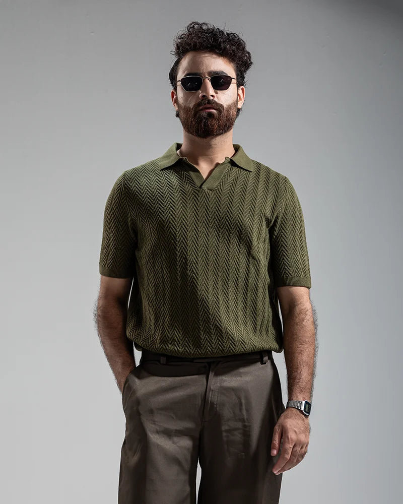 Swae Pulse Knit Polo (Olive Green)