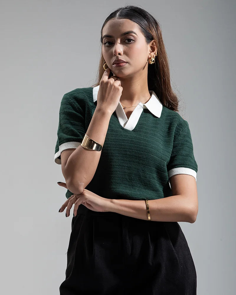Swae Retro Knit Polo ( Racing Green)