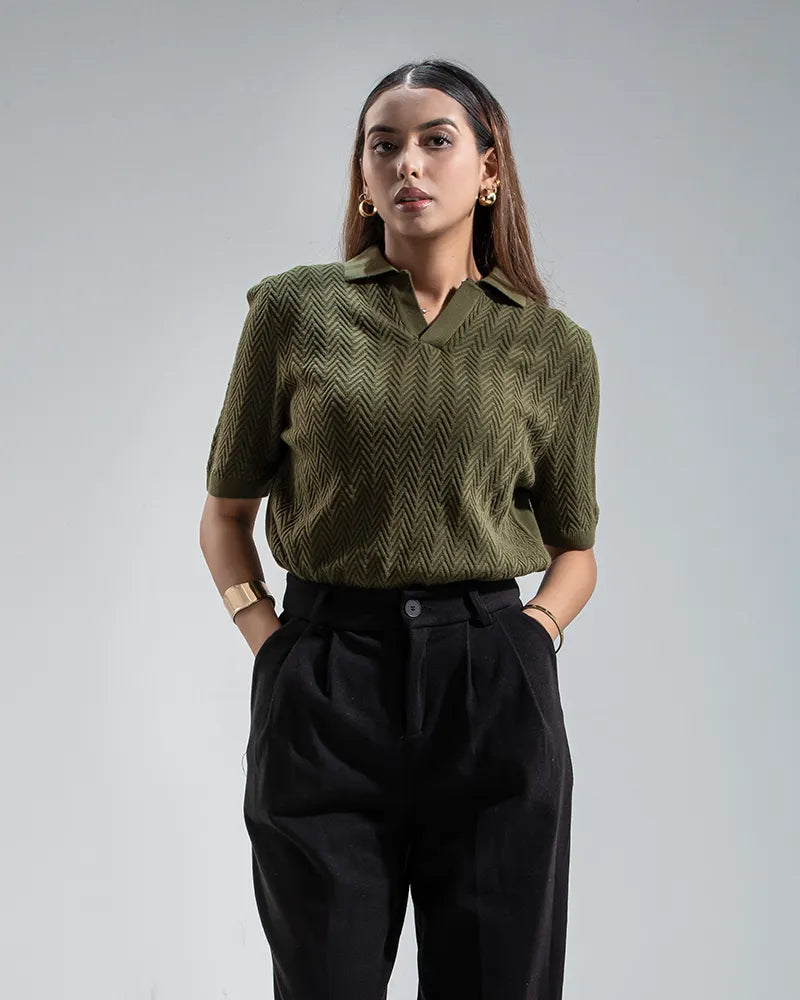 Swae Pulse Knit Polo (Olive Green)