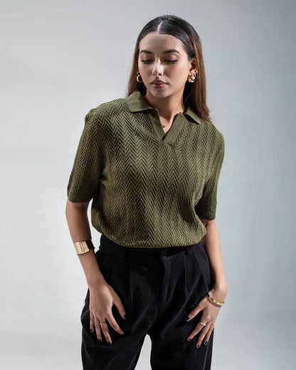 Swae Pulse Knit Polo (Olive Green)